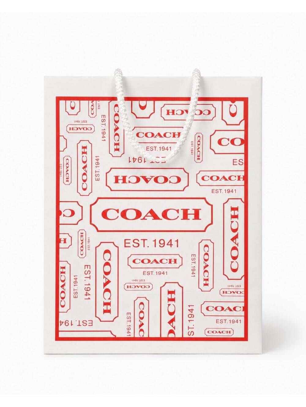 Vintage Coach White & Red Logo Paper Shopping Gift Bag EST. 1941